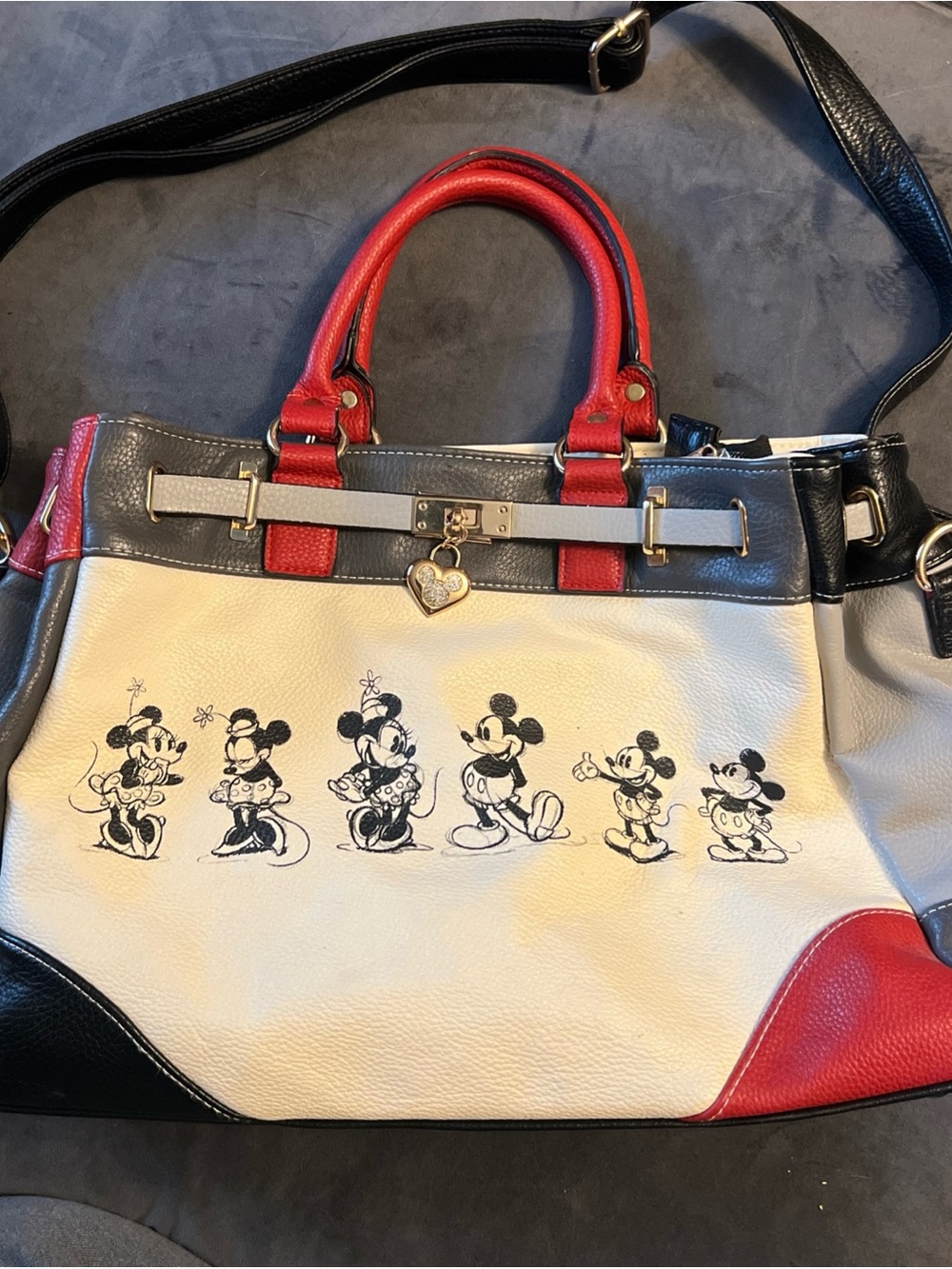 The Bradford Exchange Disney Mickey Minnie Mouse Love Story Charm Purse Handbag